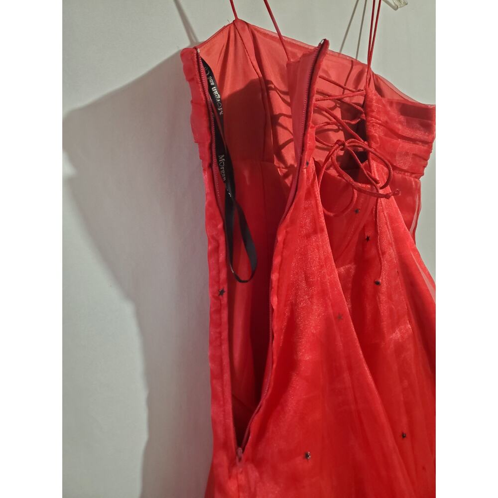 Vtg Y2K Morgan & Co Velvet Glitter Stars Gown 11/12 Red Black Prom Formal Goth - Picture 9 of 15